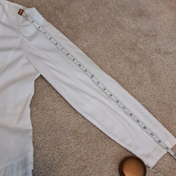 Zenergy by Chico’s Jacket Size Large Mandie Mixed Fabric Collarless Zipper Front - Picture 12 of 13